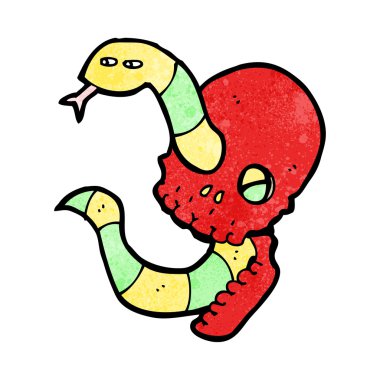 kafatası ve yılan dövmesi karikatür