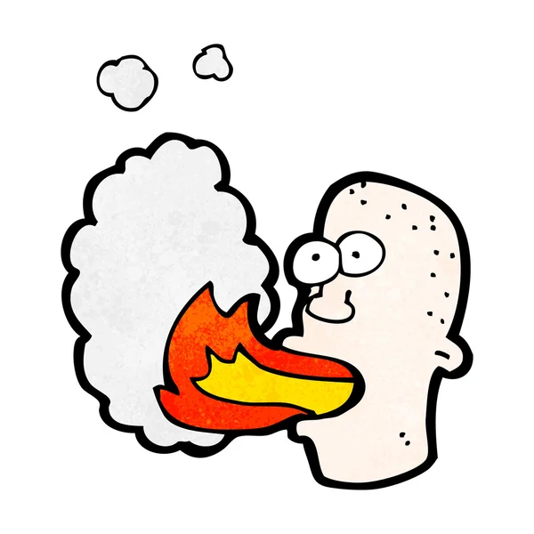 Homem respirando fogo desenhos animados — Vetor de Stock