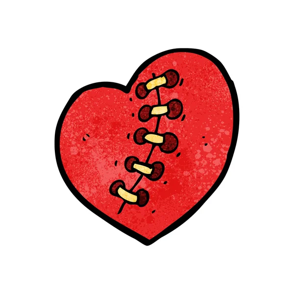 Desenhos animados costurados tatuagem coração —  Vetores de Stock