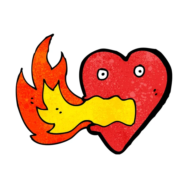 Caricatura fuego respiración corazón — Vector de stock