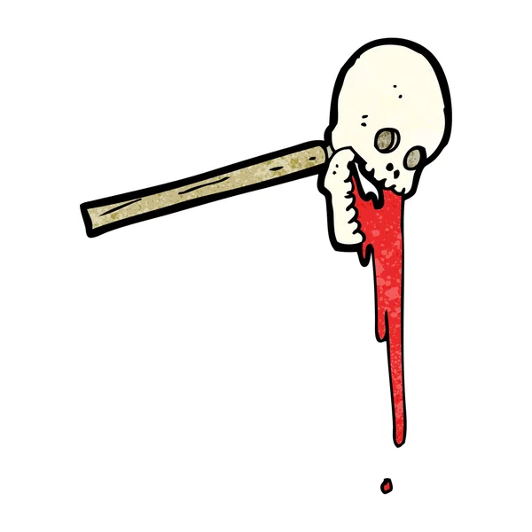 Bruto schedel op stick — Stockvector
