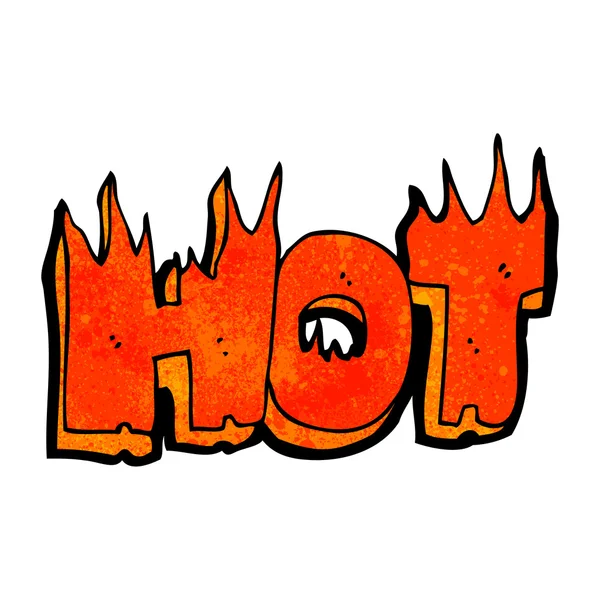 Dibujos animados llameante palabra caliente — Archivo Imágenes Vectoriales
