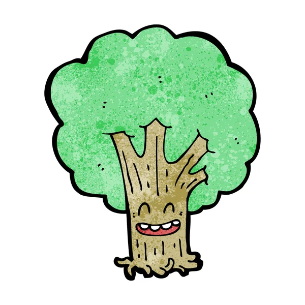 Árbol de dibujos animados con cara — Vector de stock