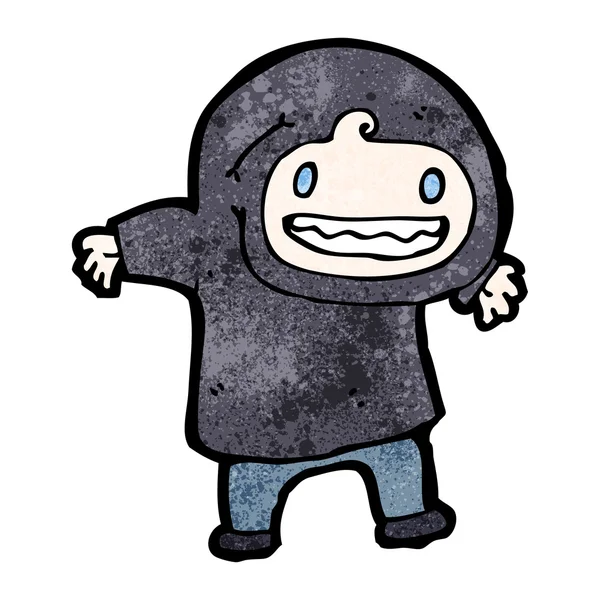 Feliz niño de dibujos animados en sudadera con capucha — Vector de stock