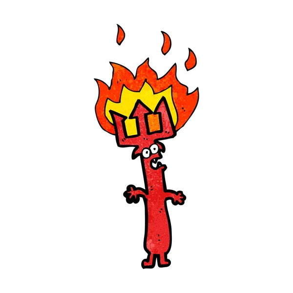 Lance Trident à fourche rouge avec flammes — Image vectorielle