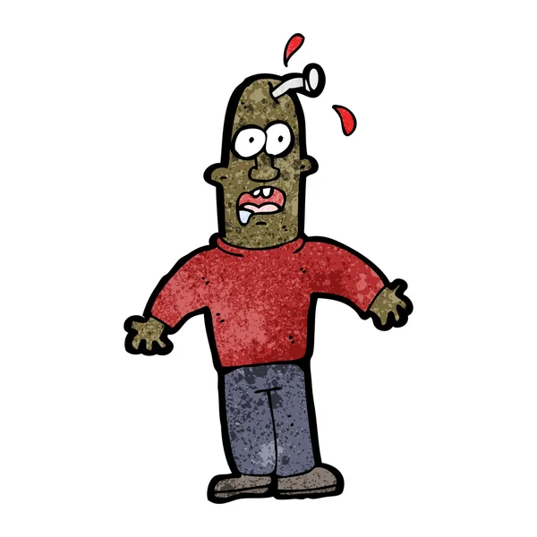Hombre de dibujos animados con clavo en la cabeza — Vector de stock