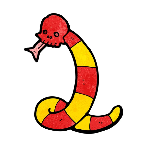 Kafatası ile karikatür yılan — Stok Vektör