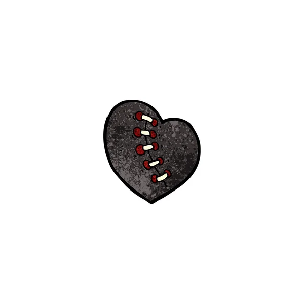 Desenhos animados de coração preto costurado —  Vetores de Stock