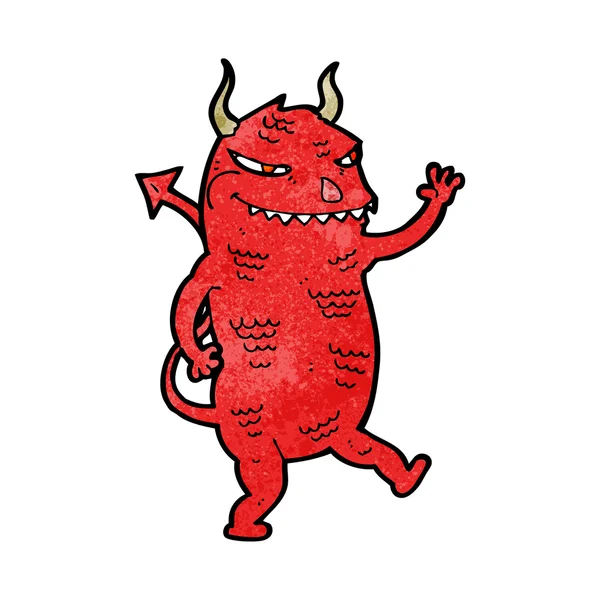 手を振っている悪魔の漫画 — ストックベクタ
