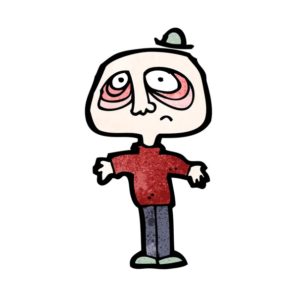 Muy cansado hombre de dibujos animados — Vector de stock