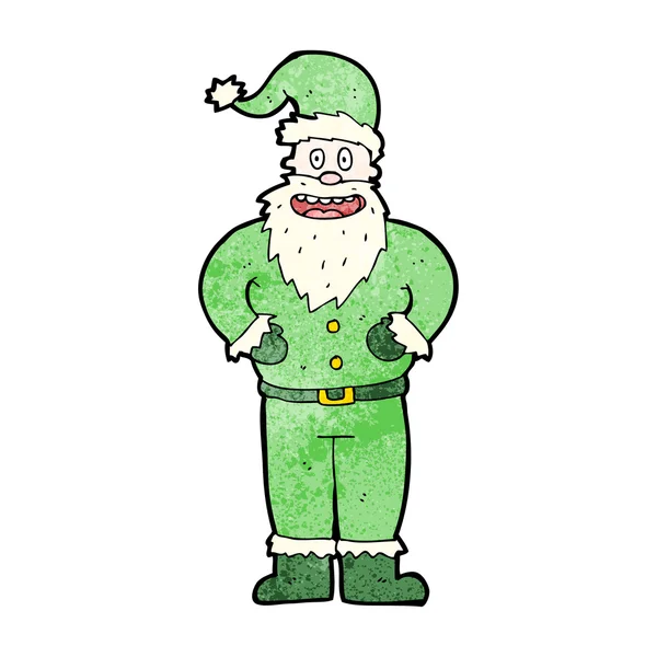 Babbo Natale cartone animato in verde — Vettoriale Stock