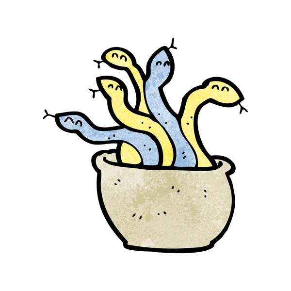 Canasta de dibujos animados de serpientes — Vector de stock