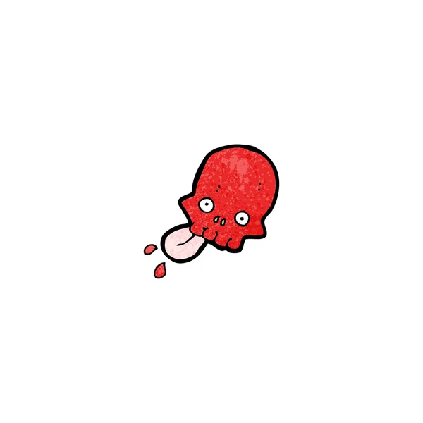 Cráneo rojo con lengua — Vector de stock