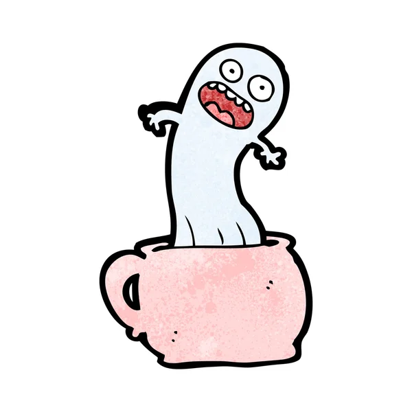 Cartoon ghost in koffiekopje — Stockvector