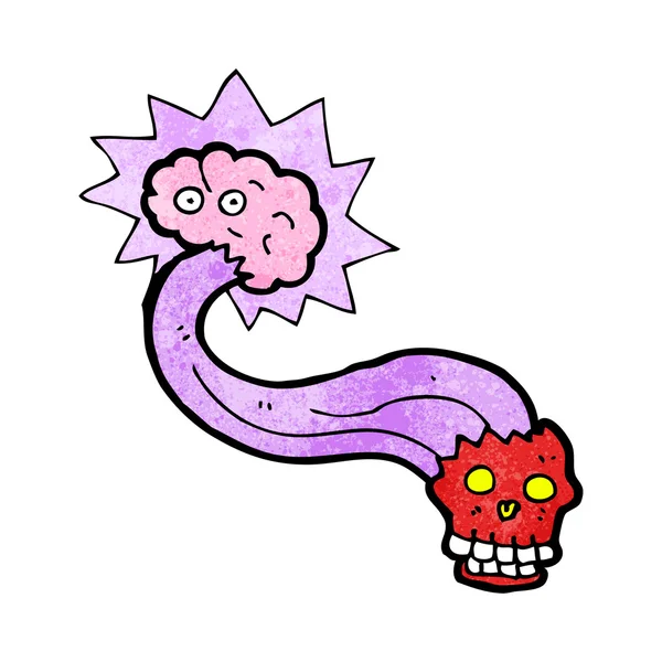 Cráneo de cerebro fantasma burdo de dibujos animados — Vector de stock