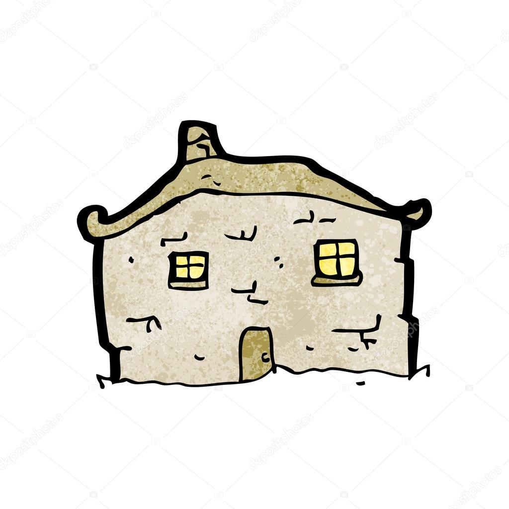Cartoon crumbling old cottage