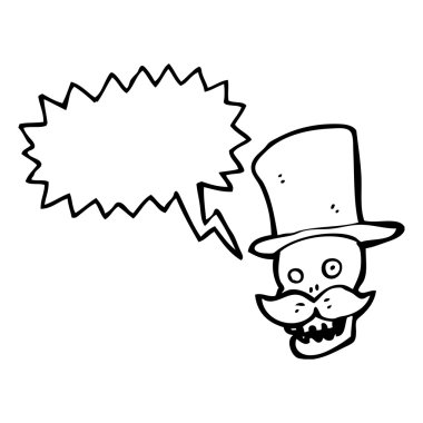 komik bıyık kafatası ile üst şapka