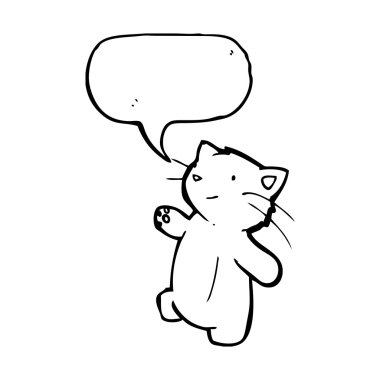 sevimli kedi ile konuşma balonu