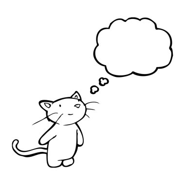 sevimli kedi ile konuşma balonu