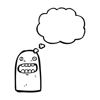 Retro karikatür ghost ile düşünce balonu