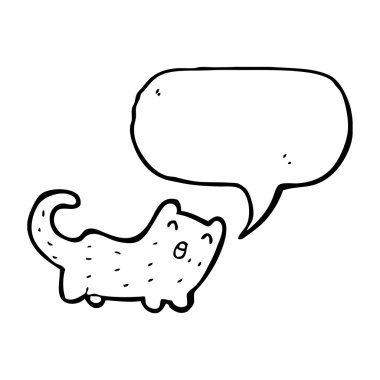 küçük kedi karikatür konuşma balonu ile yürüyüş