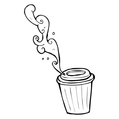 retro çizgi film kahve fincanı