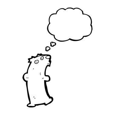 Düşünce baloncuklu çizgi film ayısı