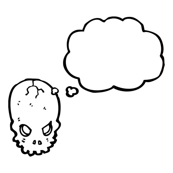 Cartoon spooky skull with thought bubble — Stock Vector