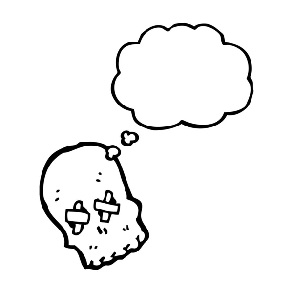 Kreslená lebka s myšlenkovou bublinou — Stockový vektor