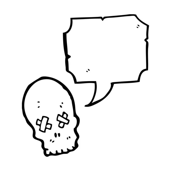Talking Skull With Bandaged Eye Sockets — Stock Vector