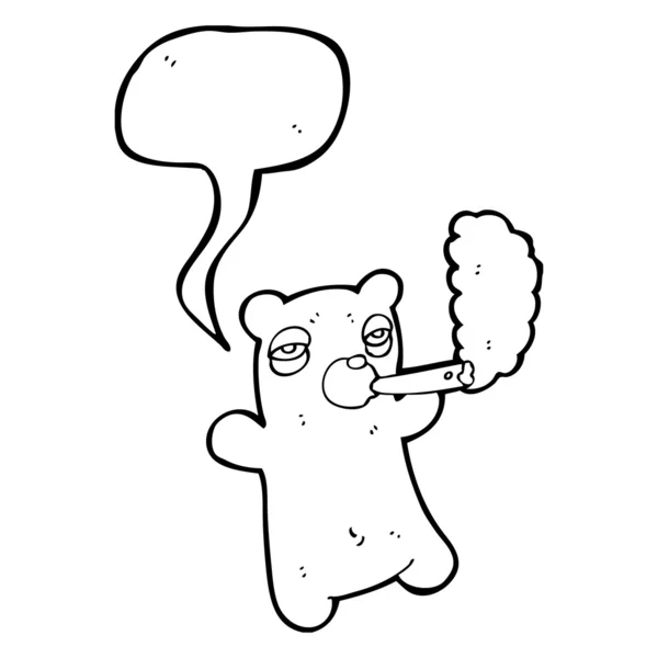 En卡通飘飘欲仙的泰迪熊吸烟联合 — 图库矢量图片