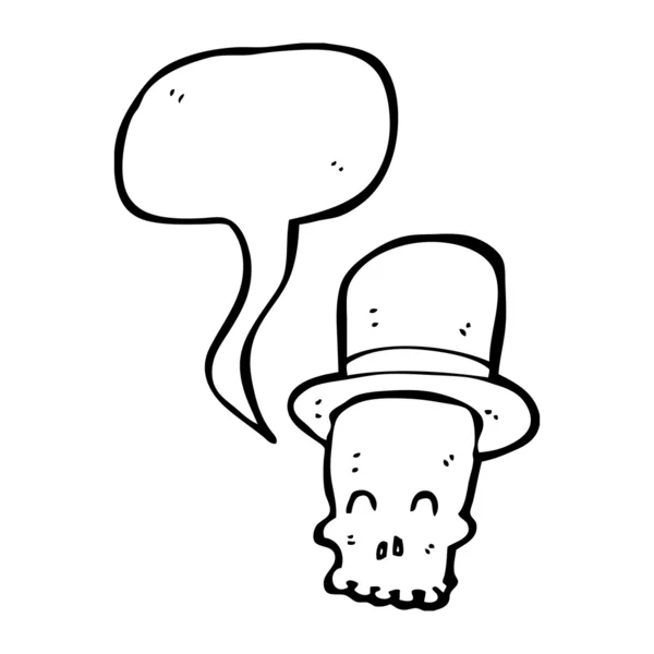 Crâne heureux dans la bande dessinée chapeau haut — Image vectorielle