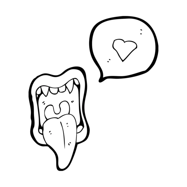 Sexy Halloween labbra mostro con cuore discorso bolla — Vettoriale Stock