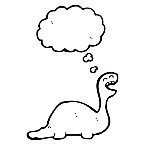 Cartoon dinosaur with thought bubble — Stock Vector