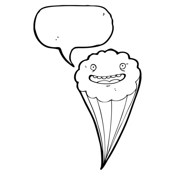 Retro cloud cartoon character with speech bubble — Stock Vector