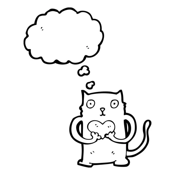 Desenho animado gato com coração de amor — Vetor de Stock