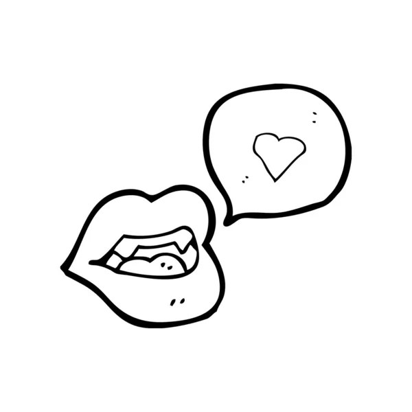 Bouche de bande dessinée avec coeur d'amour — Image vectorielle