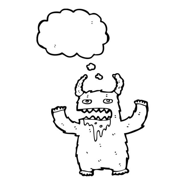 Cartoon-Monster mit Gedankenblase — Stockvektor