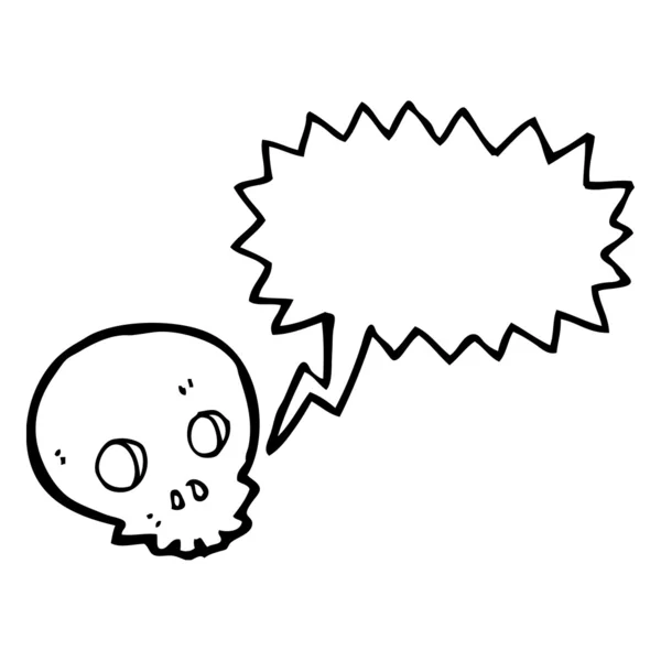 Calavera de dibujos animados retro con burbuja de habla — Vector de stock