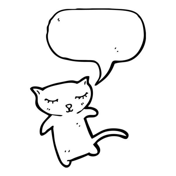 Retro dibujos animados lindo pequeño gato con el habla burbuja — Archivo Imágenes Vectoriales