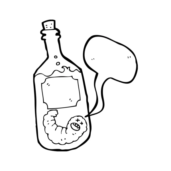 Botella de tequila con gusano — Vector de stock