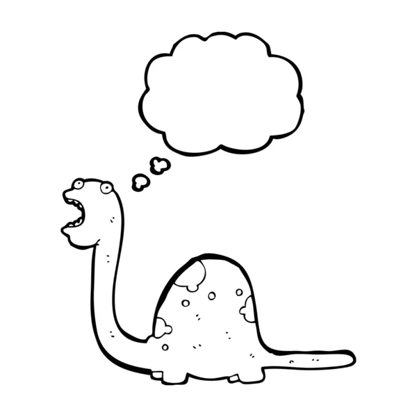 Friendly dinosaur with thought bubble — Stock Vector