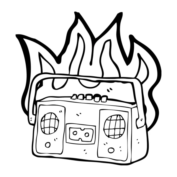 燃烧的旧复古磁带播放器收音机 — 图库矢量图片