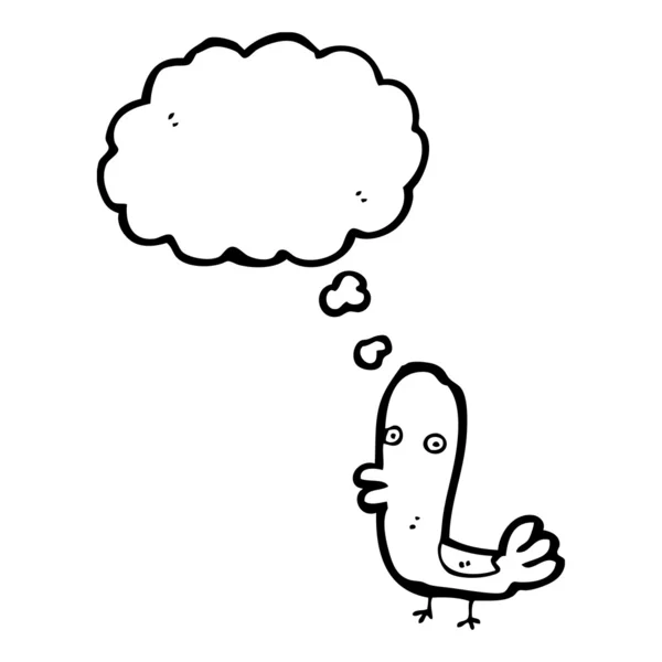 Pájaro de dibujos animados con burbuja de pensamiento — Archivo Imágenes Vectoriales