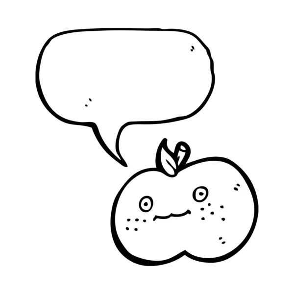 Manzana de dibujos animados con burbuja del habla — Vector de stock