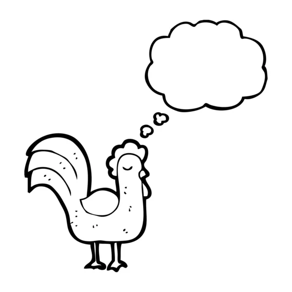 Retro cartoon chicken with thought bubble — Stock Vector