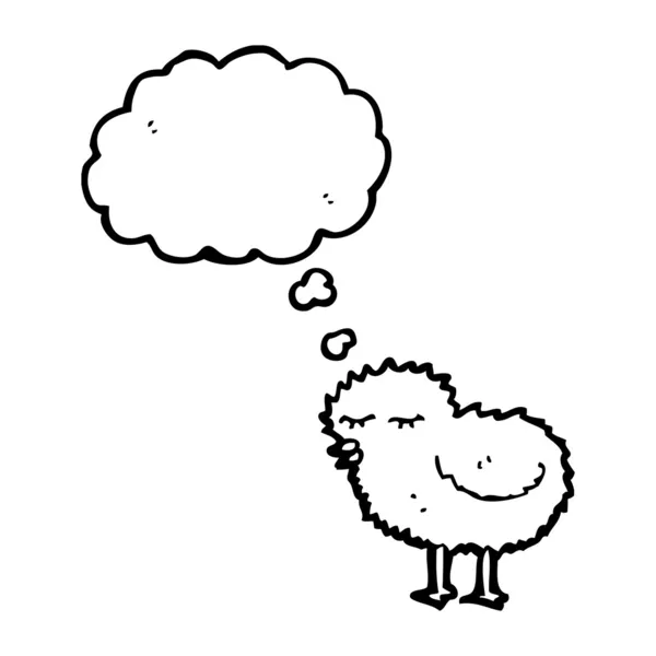 Retro cartoon baby chick with thought bubble — Stock Vector