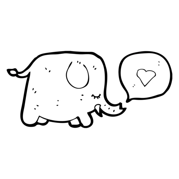 Elefante pensando en el amor — Vector de stock