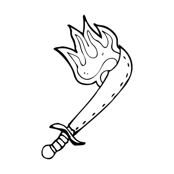 Espada llameante de dibujos animados — Vector de stock