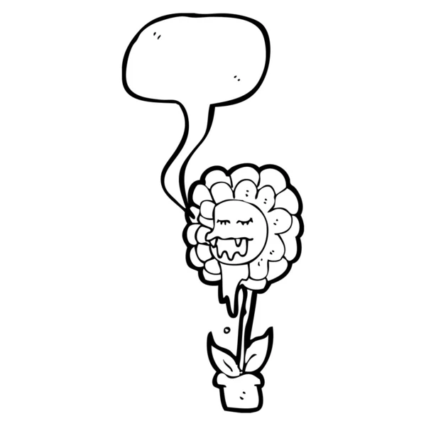 Insan yiyen bitki konuşma balonu karikatür ile — Stok Vektör